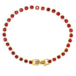 Vintage Ruby Rhinestone Bracelet Gold